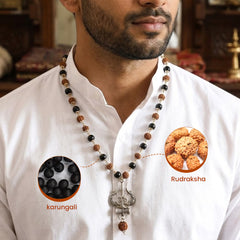 Mahadev Trishul Rudraksha Karungali Mala – Protection & Spiritual Strength