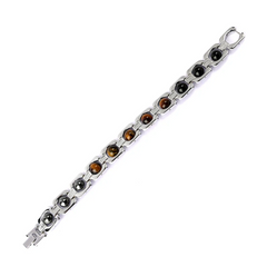 Triple Protection Bracelet – Tiger Eye, Hematite & Black Obsidian | Silver