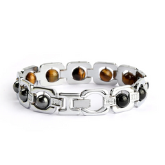Triple Protection Bracelet – Tiger Eye, Hematite & Black Obsidian | Silver