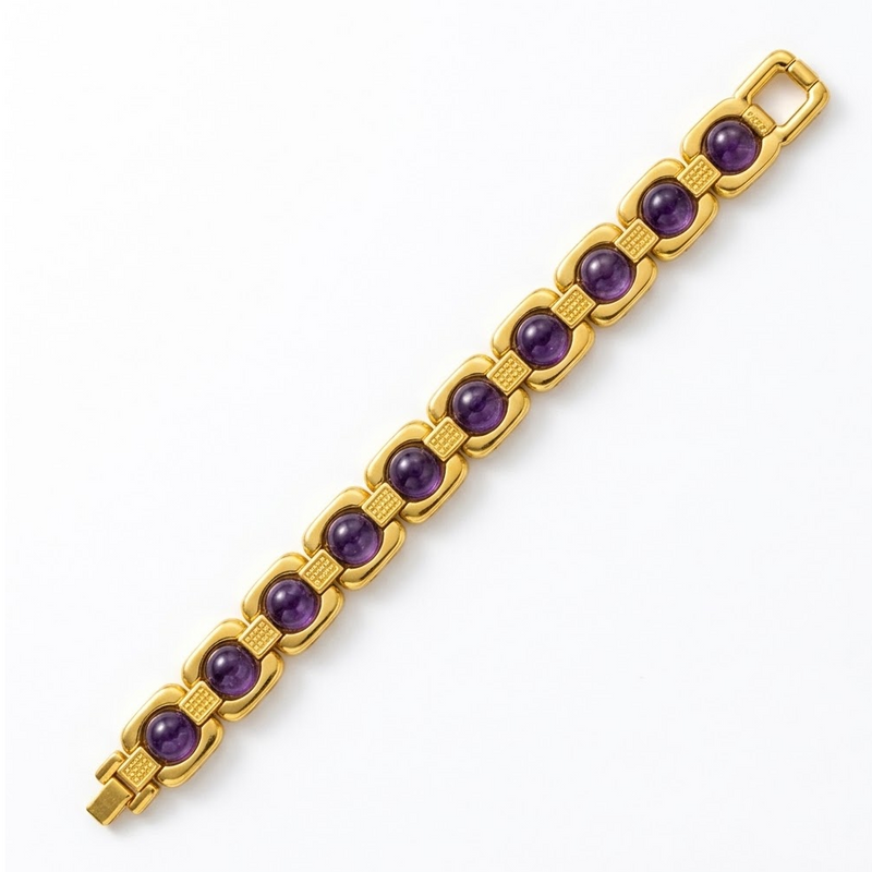 Amethyst Bracelet for Calm, Stress Relief, Sleep & Clarity | Metal Amethyst Bracelet