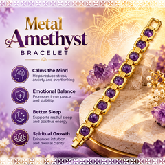Amethyst Bracelet for Calm, Stress Relief, Sleep & Clarity | Metal Amethyst Bracelet