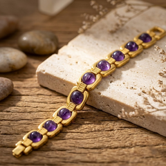 Amethyst Bracelet for Calm, Stress Relief, Sleep & Clarity | Metal Amethyst Bracelet