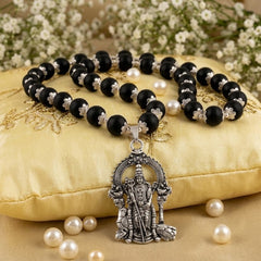 Murugan Karungali Silver Plated Mala – Protection, Courage & Mental Peace