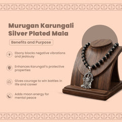Murugan Karungali Silver Plated Mala – Protection, Courage & Mental Peace