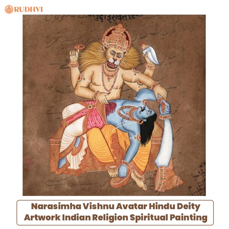 Narasimha Vishnu Avatar Handmade Hindu Deity Art – Divine Protection & Fearless Justice