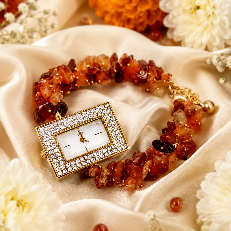 Natural Carnelian Crystal Watch for Men – Energy & Confidence Gemstone Watch