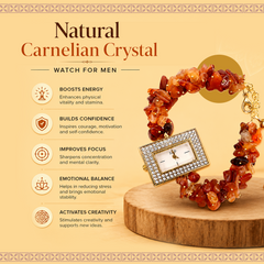 Natural Carnelian Crystal Watch for Men – Energy & Confidence Gemstone Watch
