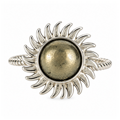Pyrite Sun Ring for Wealth, Prosperity & Financial Growth | Natural Pyrite Crystal Ring