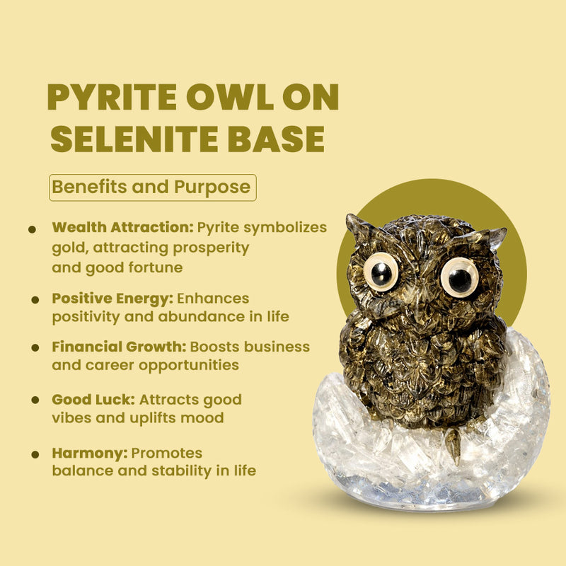 Benefits of Pyrite Owl for money attraction, luck and protection
