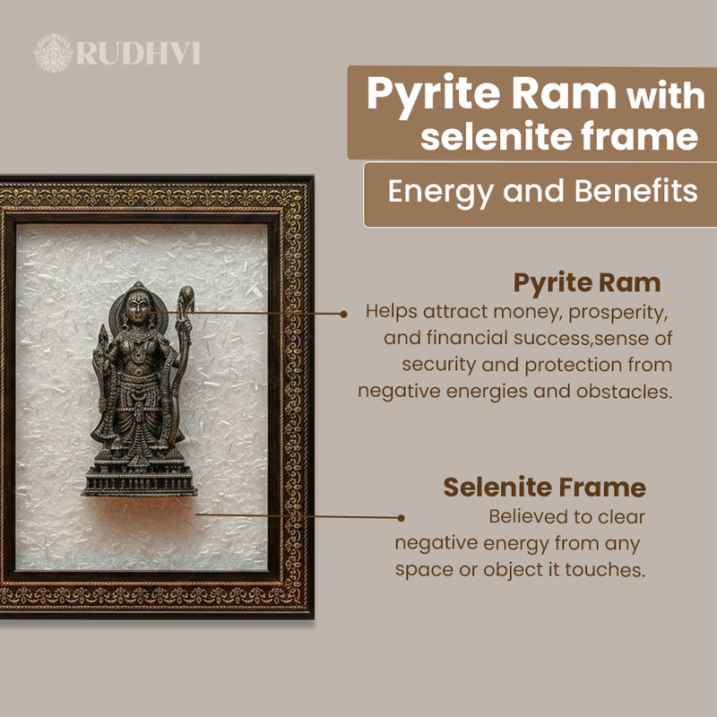 Pyrite Ram Idol on Selenite Frame | Rudhvi