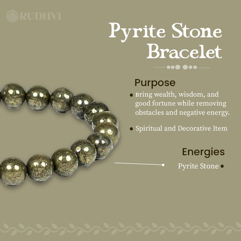 authentic pyrite stone bracelet mantra energized by Rudhvi for success and prosperity