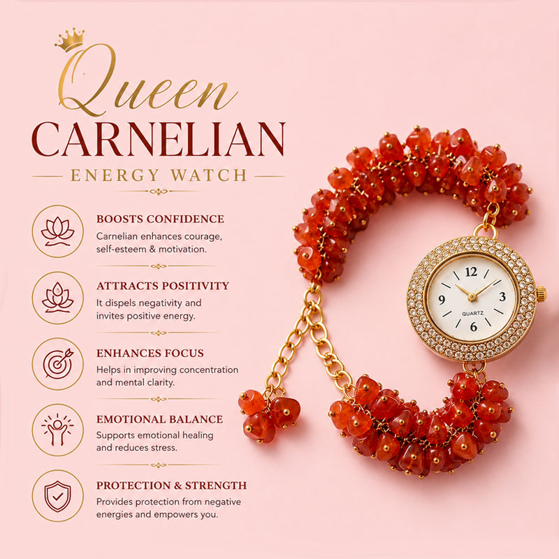 Luxury Carnelian Energy Watch – Confidence, Success & Feminine Power