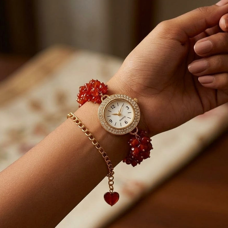 Luxury Carnelian Energy Watch – Confidence, Success & Feminine Power