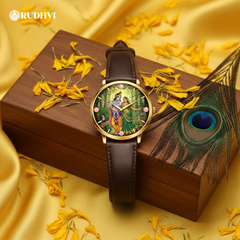 Rudhvi™ Radha Krishna Rose Quartz Aura Watch – Divine Love Energy Timepiece