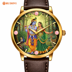 Rudhvi™ Radha Krishna Rose Quartz Aura Watch – Divine Love Energy Timepiece