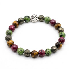 Raj Yog Bracelet | Natural Pyrite, Tiger Eye, Jade & Ruby Stone Crystal Bracelet for Wealth, Money Attraction, Success, Prosperity, Good Luck & Career Growth