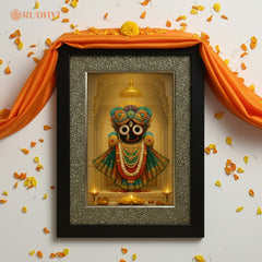 Raw Pyrite Jagannath Frame – Divine Wall Frame for Wealth, Peace & Protection