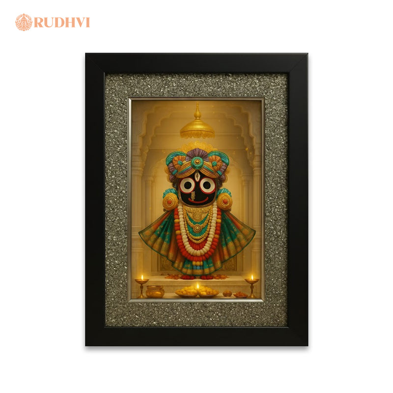 Raw Pyrite Jagannath Frame – Divine Wall Frame for Wealth, Peace & Protection