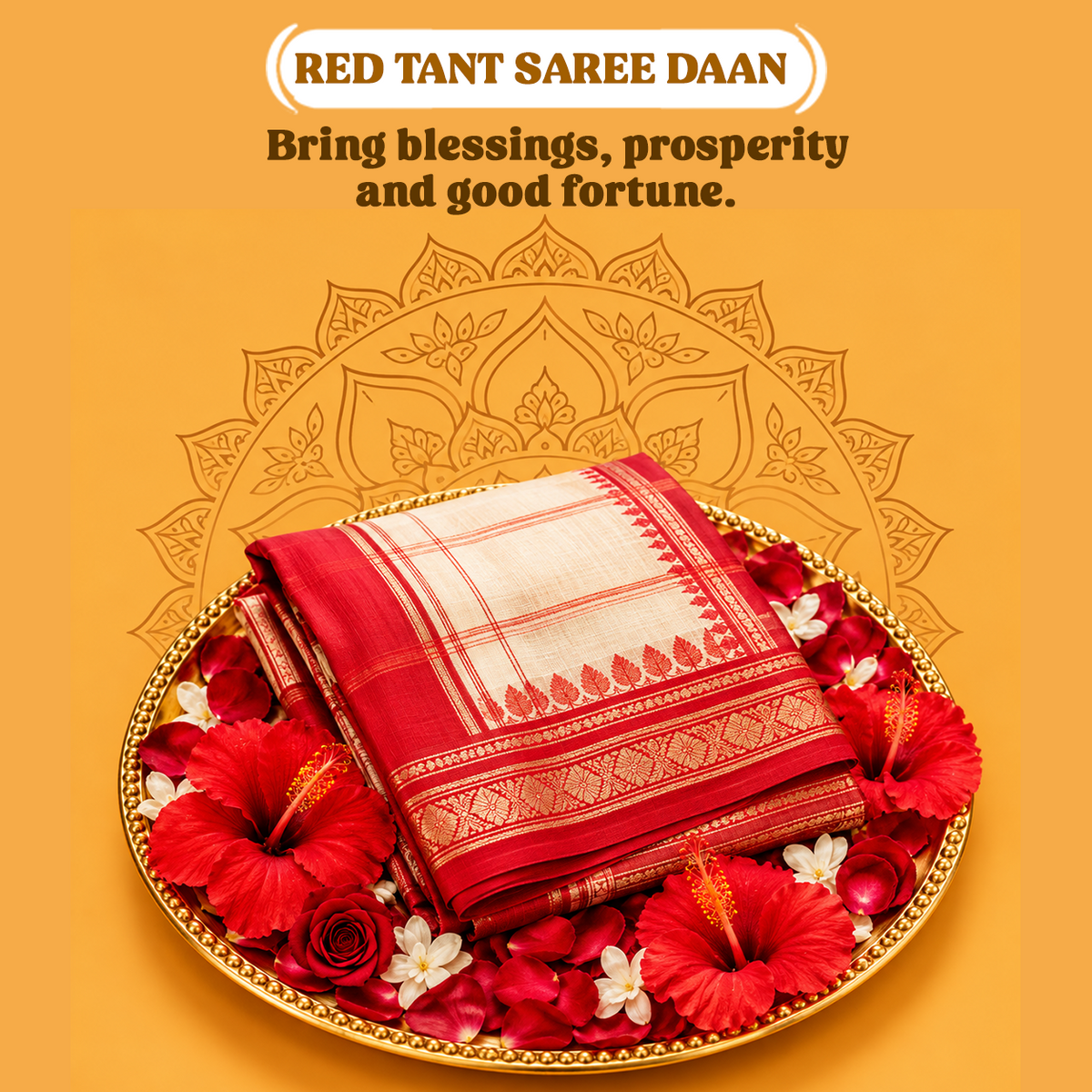 Red Tant Saree Daan