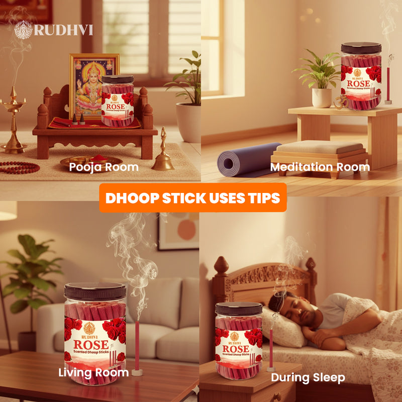 Rose Scented Dhoop Sticks | Temple-Grade Floral Fragrance for Daily Puja & Meditation