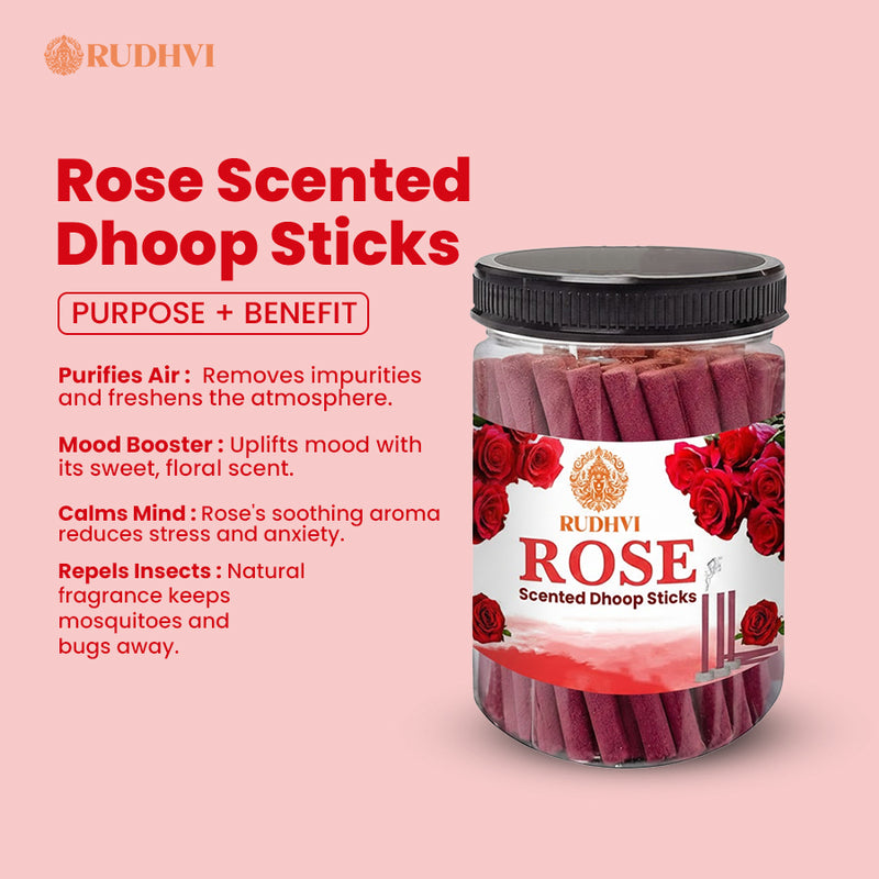 Rose Scented Dhoop Sticks | Temple-Grade Floral Fragrance for Daily Puja & Meditation