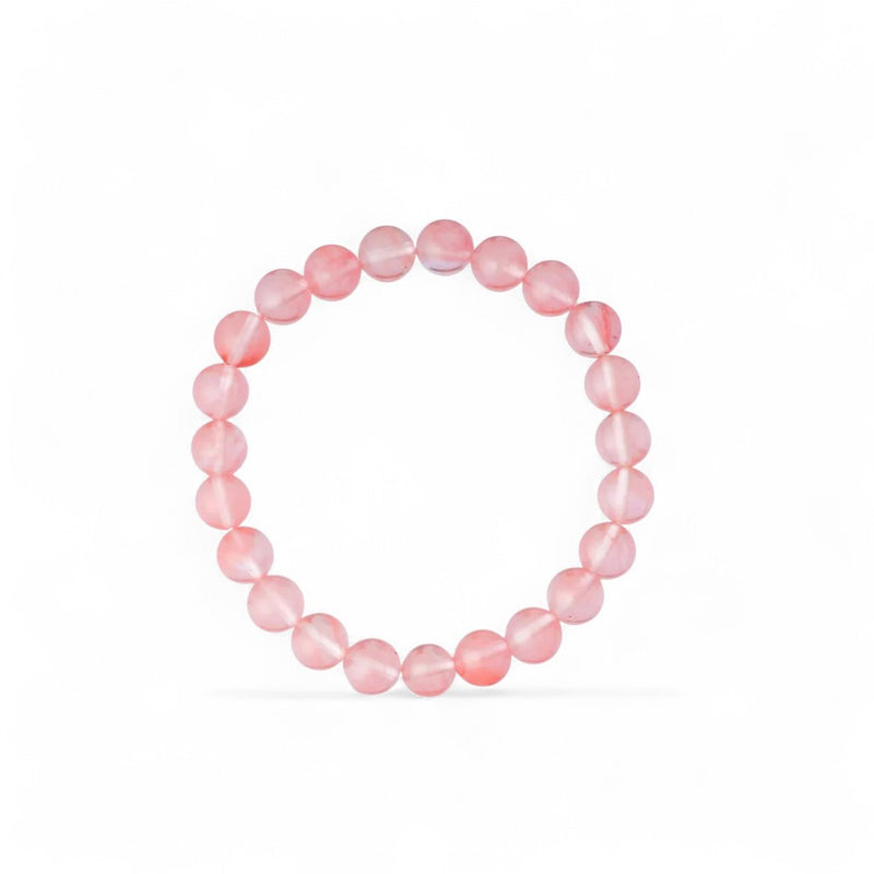 Rose quartz bracelet on a white background