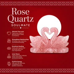 Natural Rose Quartz Soulmate Swan Crystal | Love & Relationship Healing Decor