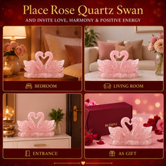 Natural Rose Quartz Soulmate Swan Crystal | Love & Relationship Healing Decor