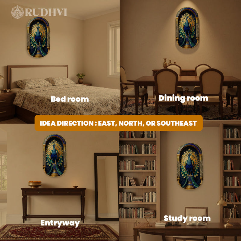 Royal Peacock Wealth Pyrite Frame – Prosperity, Fortune & Positive Energy | Rudhvi