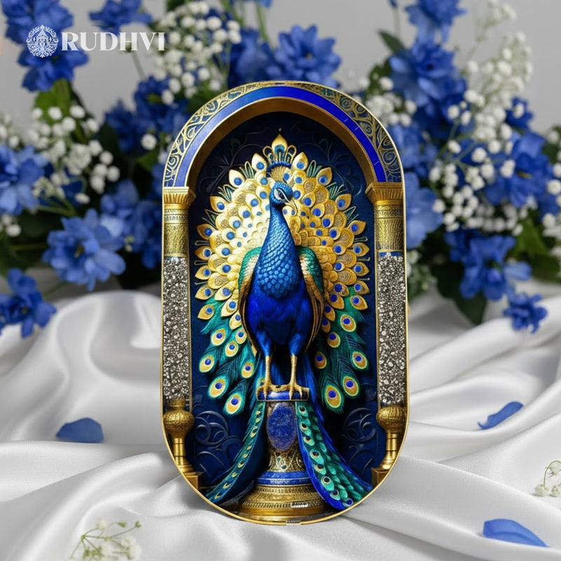 Royal Peacock Wealth Pyrite Frame – Prosperity, Fortune & Positive Energy | Rudhvi