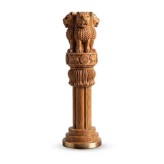 Rudhvi RajStambh Wooden Ashoka Pillar Decor Showpiece