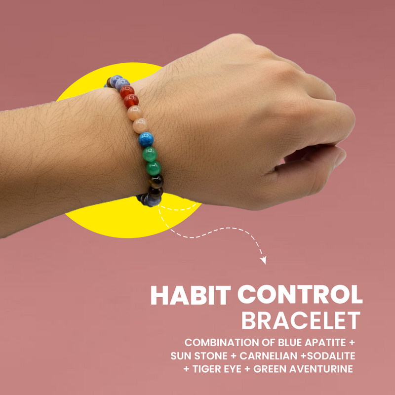 Hand wearing Rudhvi premium habit control bracelet