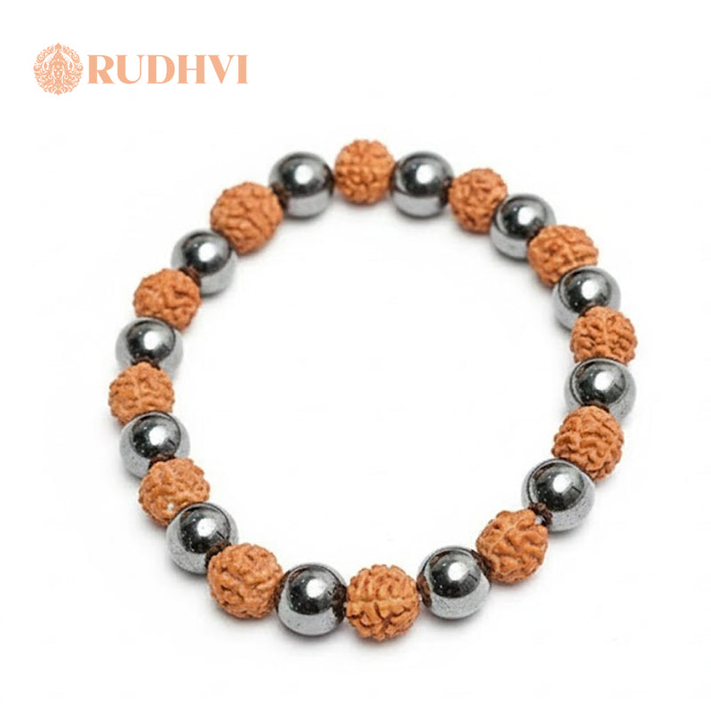 Rudraksha Hematite Protection Bracelet – Energy Balance & Focus | Rudhvi