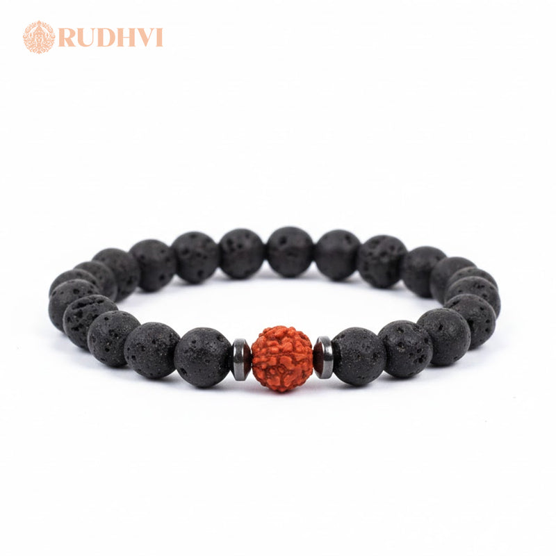 Rudraksha Lava Stone Bracelet for Protection – Spiritual Grounding Bracelet | Rudhvi™