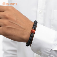 Rudraksha Lava Stone Bracelet for Protection – Spiritual Grounding Bracelet | Rudhvi™