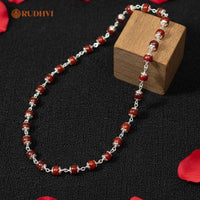 Silver Plated Sandalwood Mala – Calmness, Focus & Spiritual Balance | Rudhvi