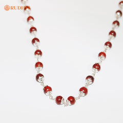 Silver Plated Sandalwood Mala – Calmness, Focus & Spiritual Balance | Rudhvi