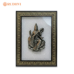Pyrite Saraswati on Selenite Frame | Rudhvi