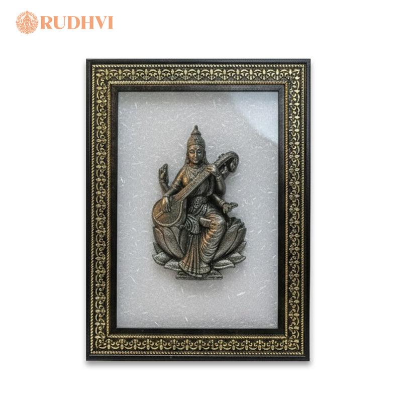 Pyrite Saraswati on Selenite Frame | Rudhvi