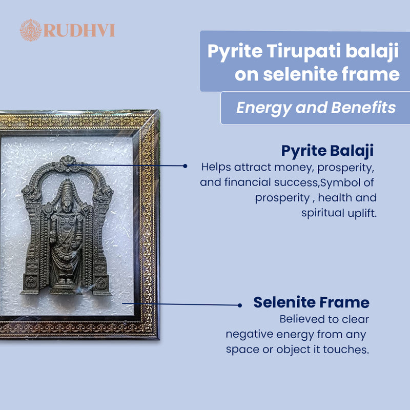 Pyrite Tirupati Balaji on Selenite Frame | Rudhvi™