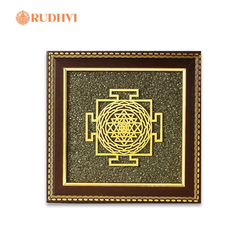 Shree Yantra on Pyrite Frame – Wealth, Prosperity & Vastu Protection