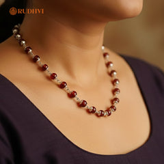 Silver Plated Sandalwood Mala – Calmness, Focus & Spiritual Balance | Rudhvi