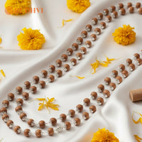 Silver Plated Sandalwood Mala – Calmness, Focus & Spiritual Balance | Rudhvi