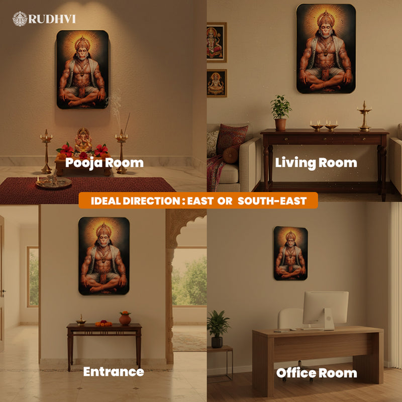 Surya Hanuman Tiger Eye Frame – Courage, Protection & Success Energy Wall Decor