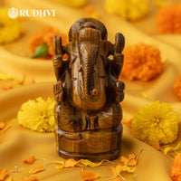Tiger Eye Ganesh Idol – Courage, Protection & Financial Stability