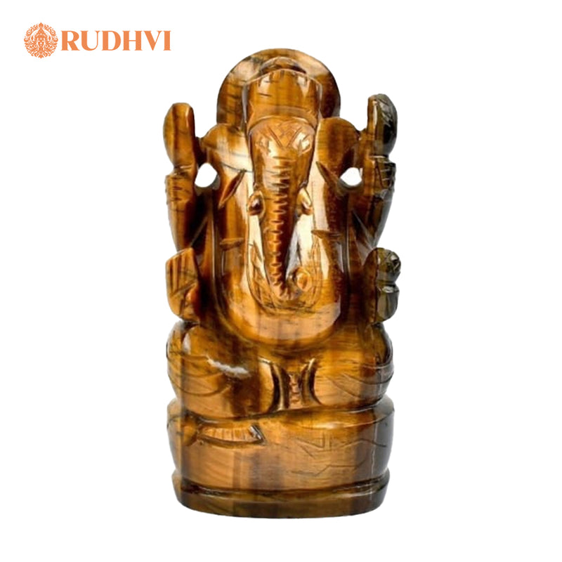 Tiger Eye Ganesh Idol – Courage, Protection & Financial Stability
