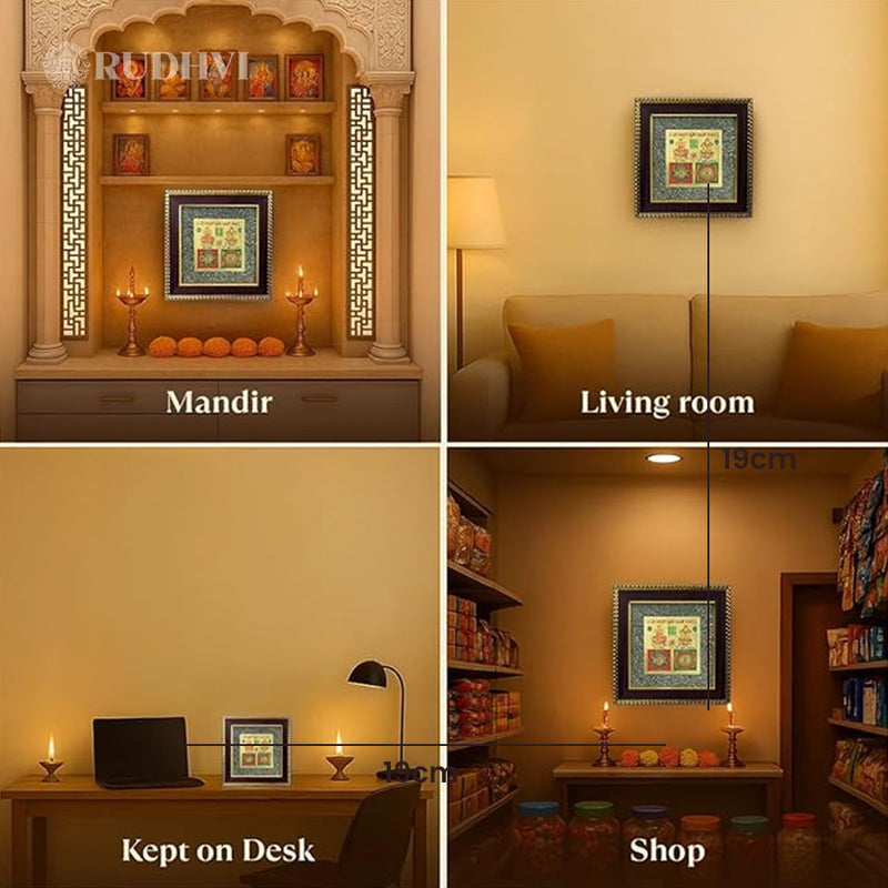 Lakshmi Kuber Yantra on Raw Pyrite Frame – Money, Wealth & Business Growth | Rudhvi