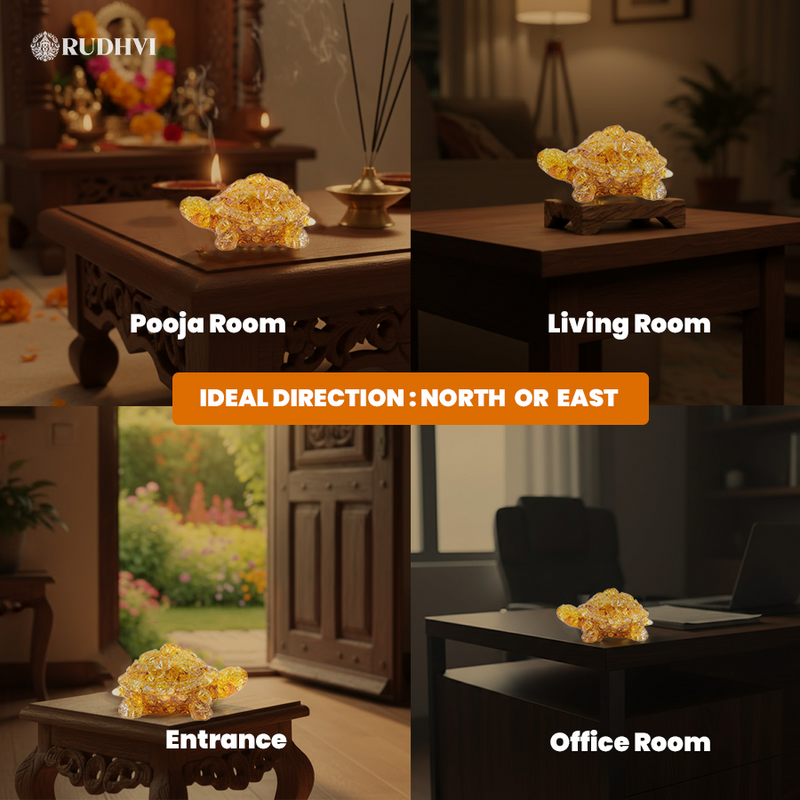 Vastu Yellow Citrine Tortoise (Kachhua) for Wealth, Stability & Protection | Rudhvi