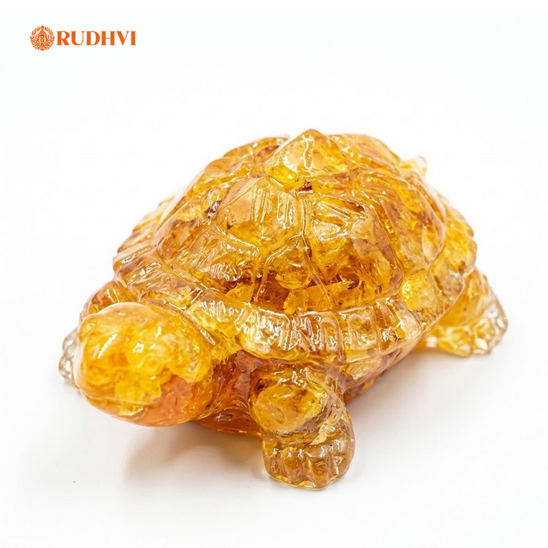 Vastu Yellow Citrine Tortoise (Kachhua) for Wealth, Stability & Protection | Rudhvi