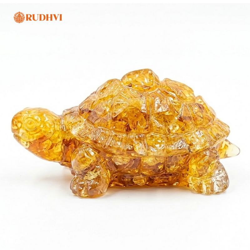 Vastu Yellow Citrine Tortoise (Kachhua) for Wealth, Stability & Protection | Rudhvi